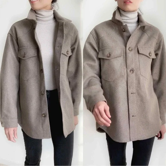 THE CASHMERE LIKE SHACKET - FAWN - Picture 5 of 12